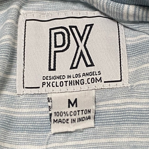 PX Clothing Indigo Striped Eco-Friendly Cotton Tee Shirt NWT Size Medium - Picture 5 of 9